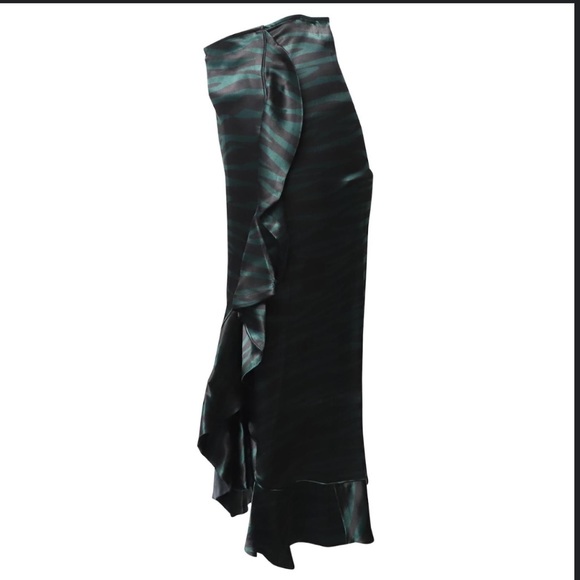 Ganni Black and Green Midi Skirt - Picture 12 of 13